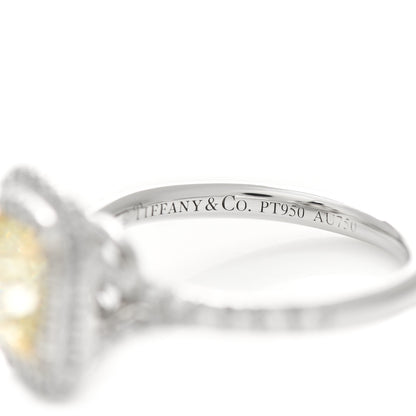 Tiffany Platinum 18K Yellow Gold Yellow Diamond 1.10ct Soleste Cushion Cut Engagement Ring 47 4 4 of 5