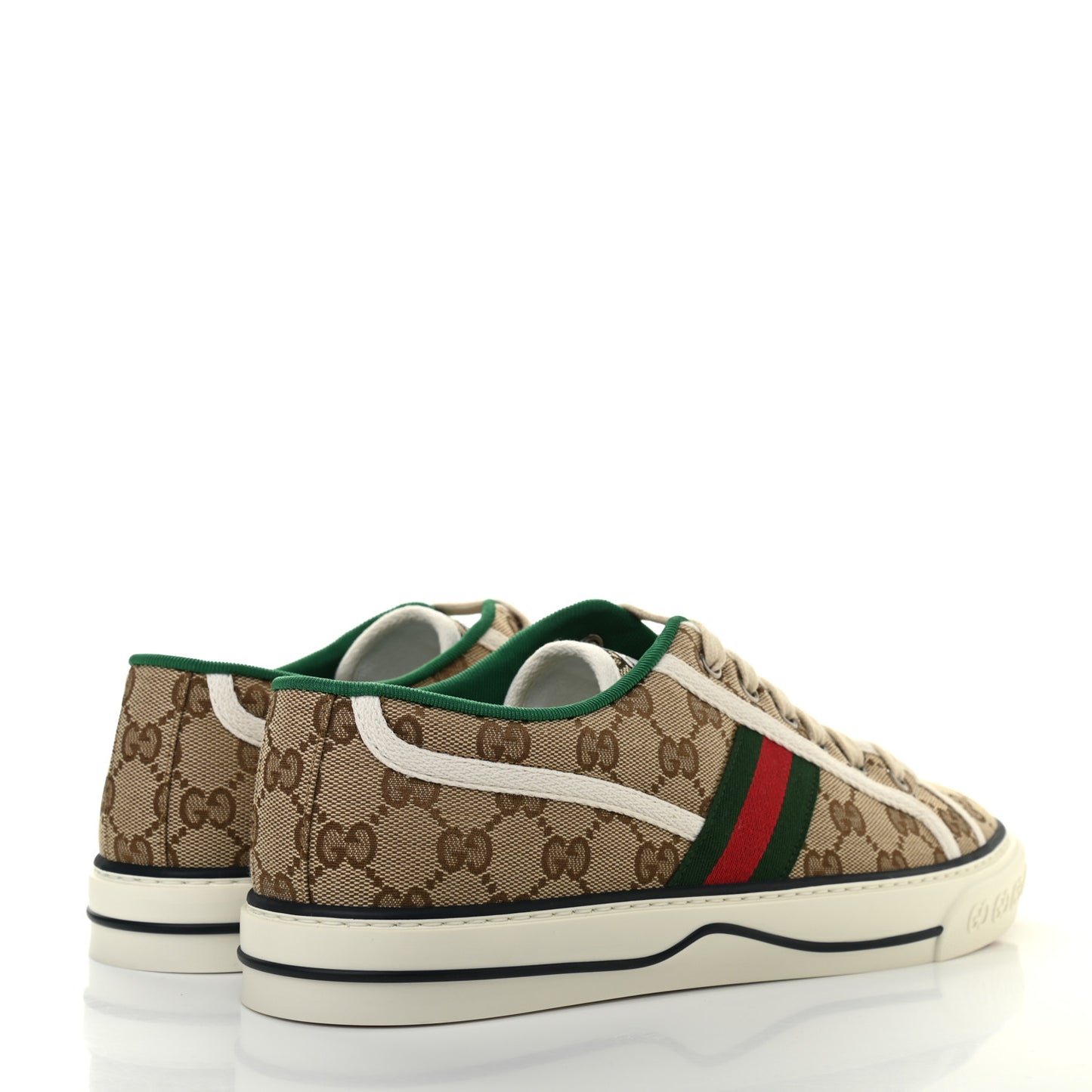 GG Monogram Web Mens 1977 Tennis Sneakers 9 Beige Ebony Mystic White