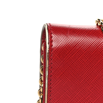 Salvatore Ferragamo Hammered Calfskin Vara Bow Chain Wallet Red 8 of 10