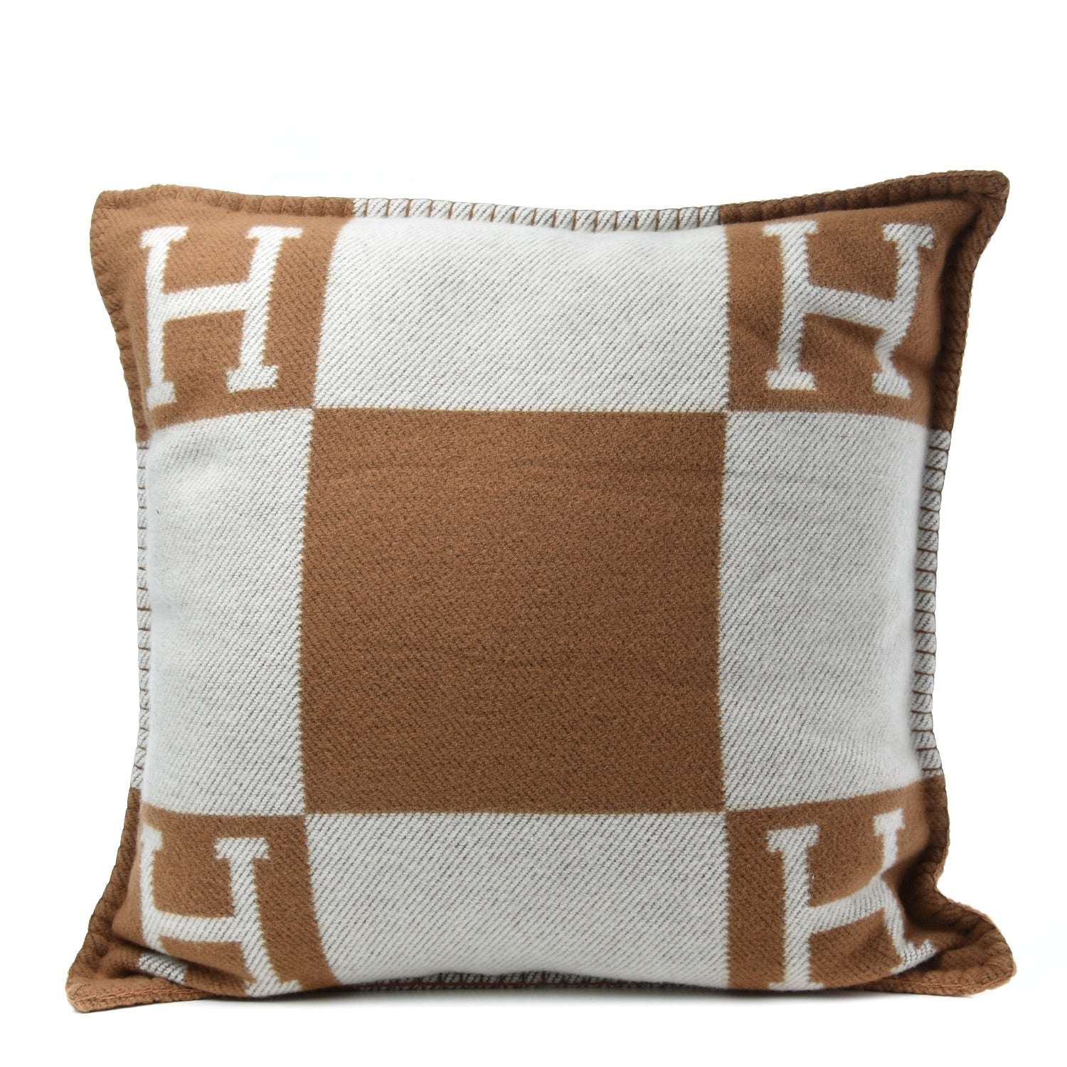 Hermes Wool Cashmere Avalon Pillow PM Ecru Camel 1 of 3