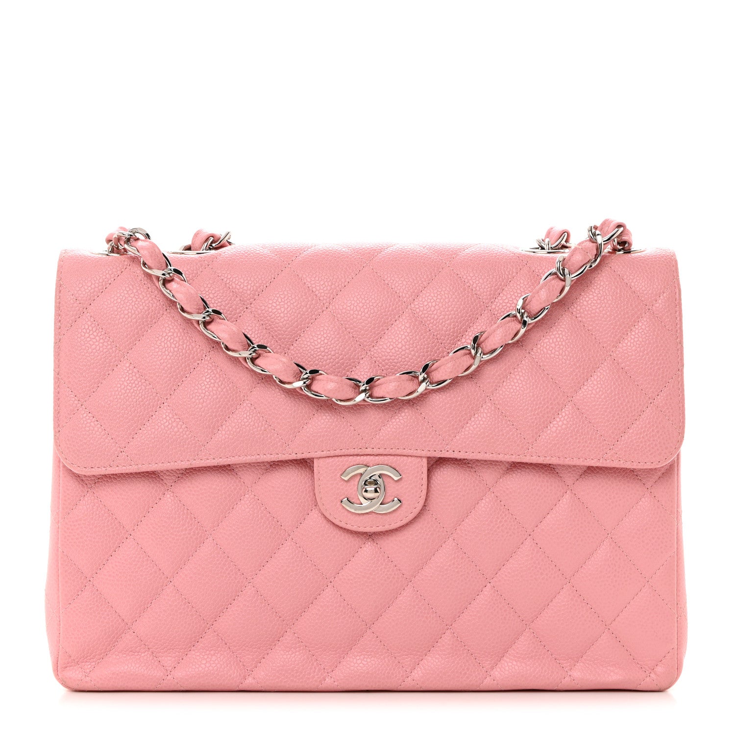 Chanel Caviar Quilted Jumbo Single Flap Pink 1 of 10
