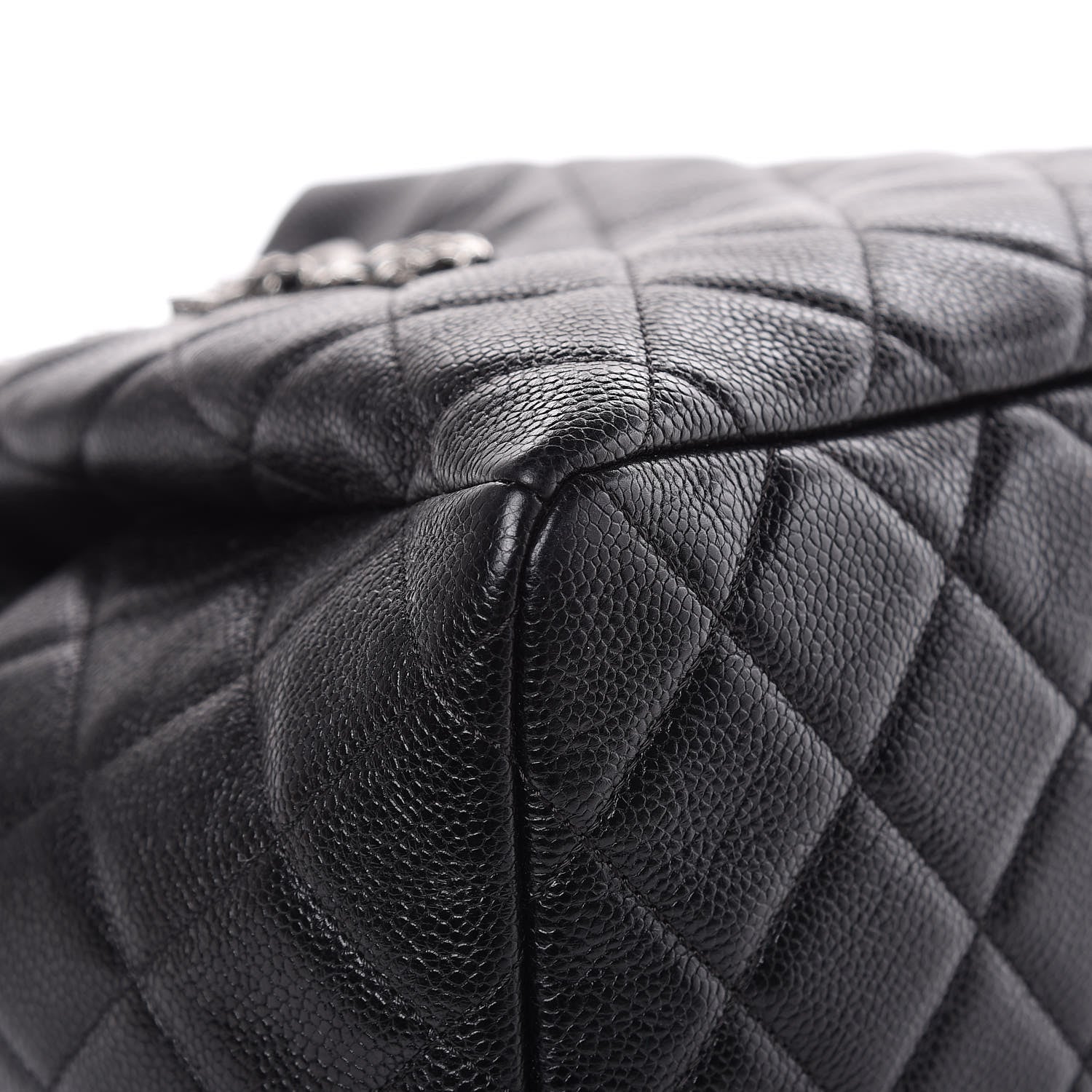 Chanel Grained Calfskin Quilted Medium CC Chain Bucket Drawstring Bag Black 8 of 9
