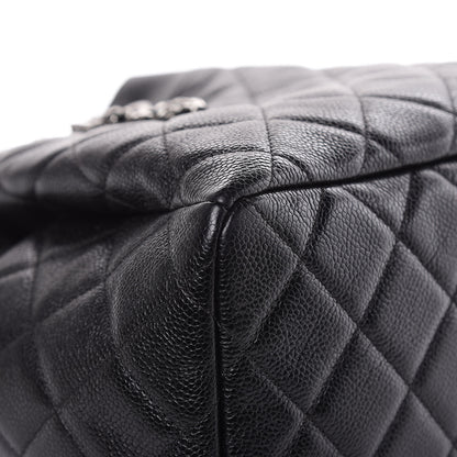 Chanel Grained Calfskin Quilted Medium CC Chain Bucket Drawstring Bag Black 8 of 9