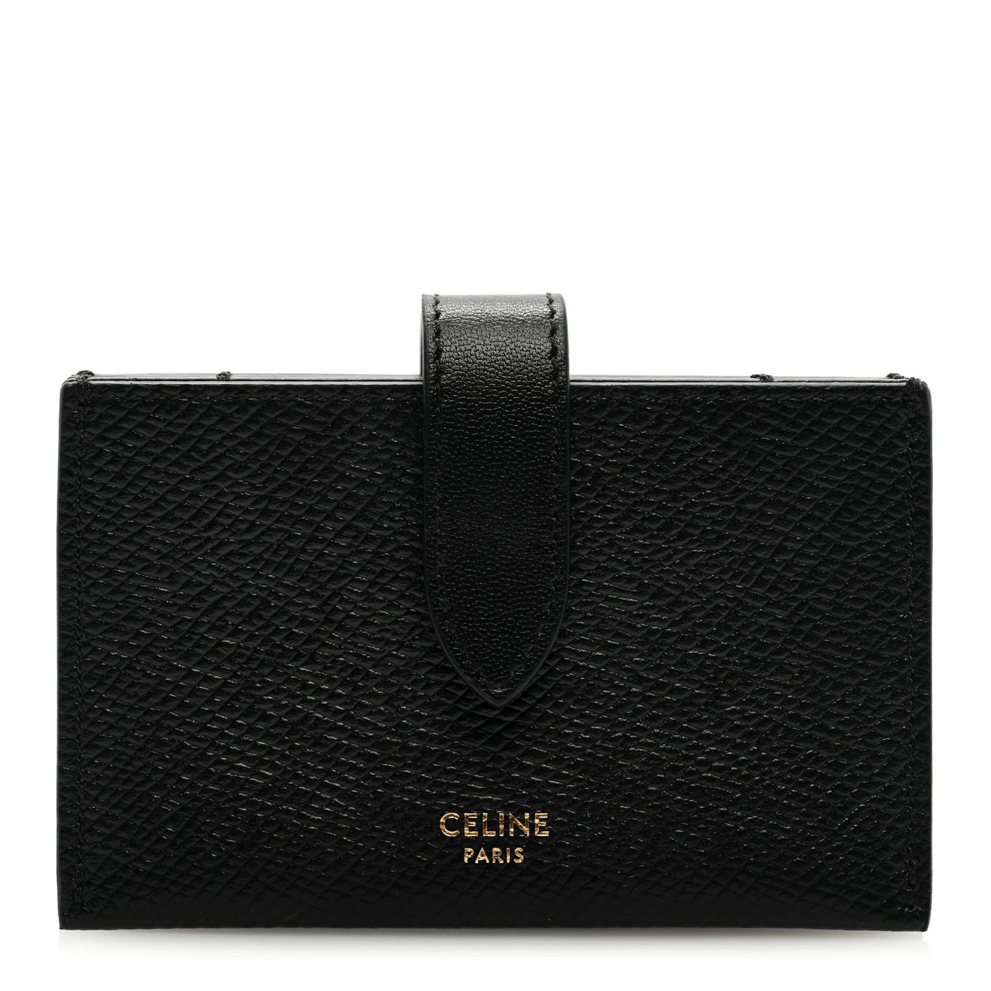 Grained Shiny Calfskin Accordion Card Holder Black