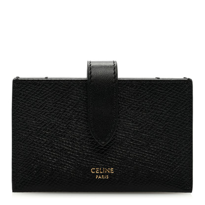 Celine Grained Shiny Calfskin Accordion Card Holder Black 1 of 8