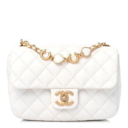 Chanel Lambskin Enamel Quilted Small Coco Hearts Square Flap White 1 of 10