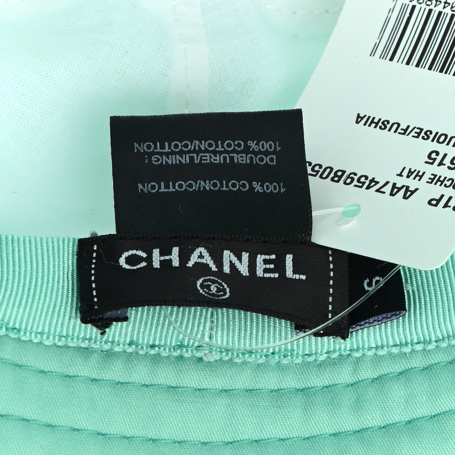 Chanel Cotton CC Cloche Bucket Hat S Turquoise Fuchsia 8 of 9