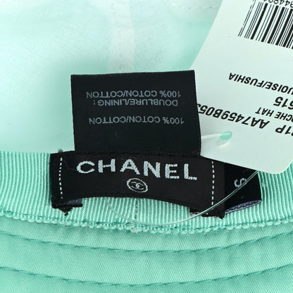 Chanel Cotton CC Cloche Bucket Hat S Turquoise Fuchsia 8 of 9