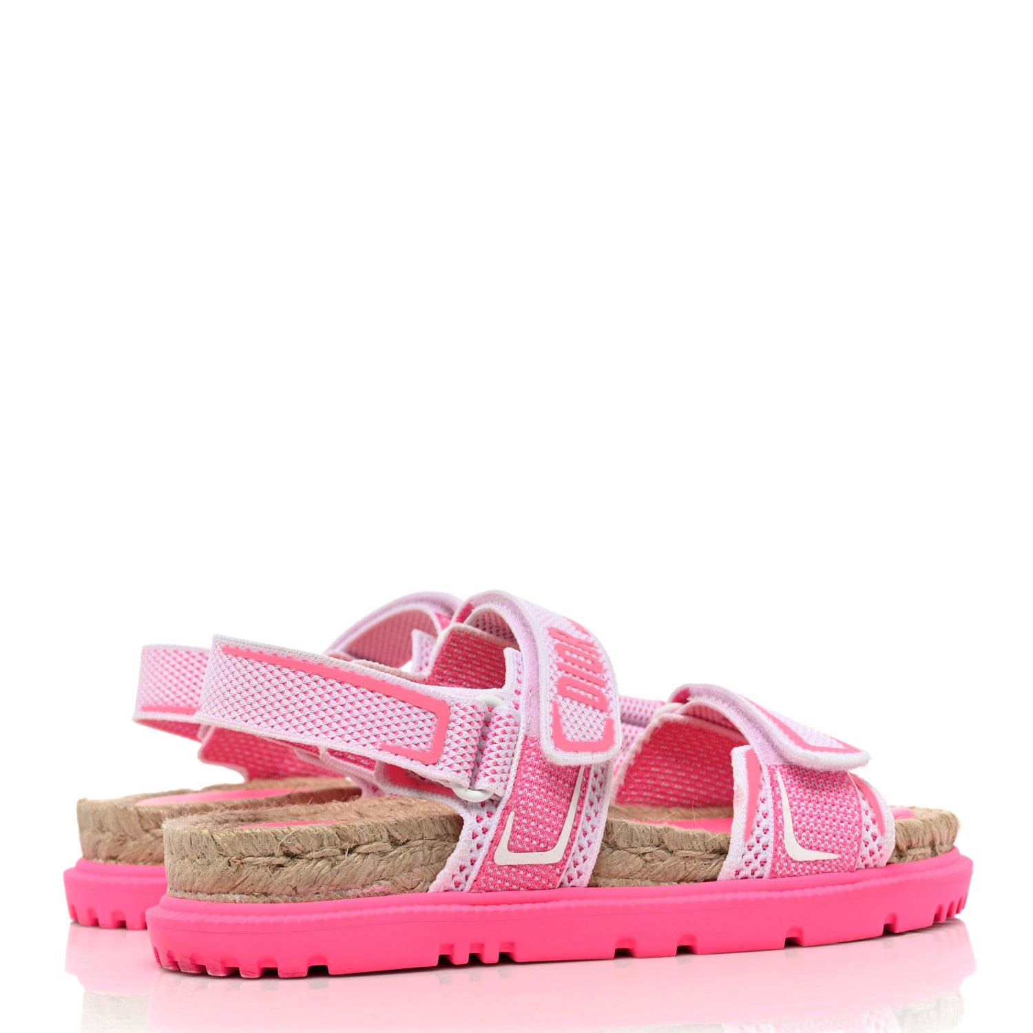 Christian Dior Technical Knit Jute Dioract 10mm Sandals 37 White Fuchsia 4 of 12