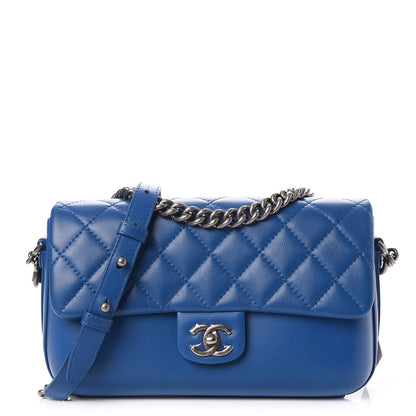 Chanel Calfskin Quilted Large Rock My Shoulder Flap Blue 1 of 8