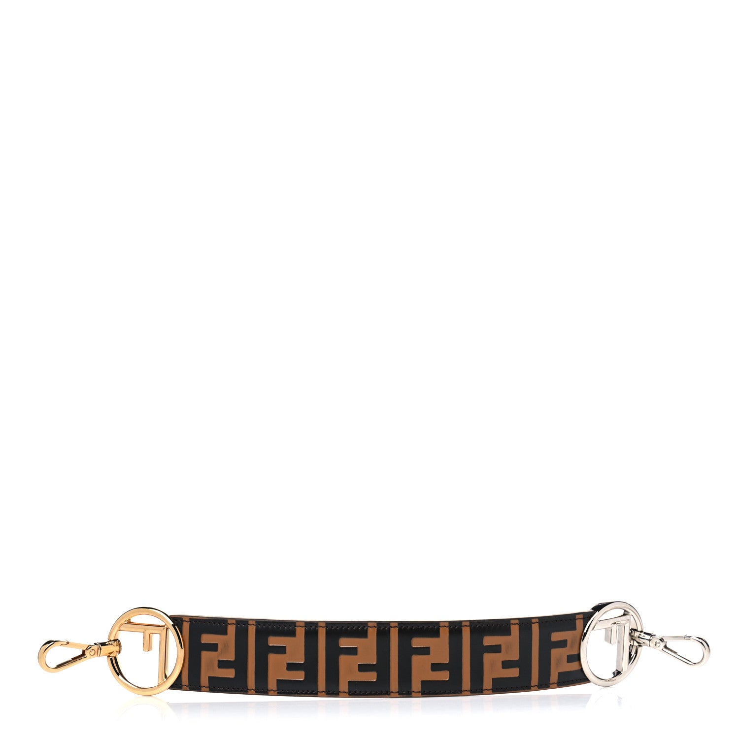 Fendi Calfskin FF 1974 Embossed Mini Strap You Tobacco Black 1 of 4