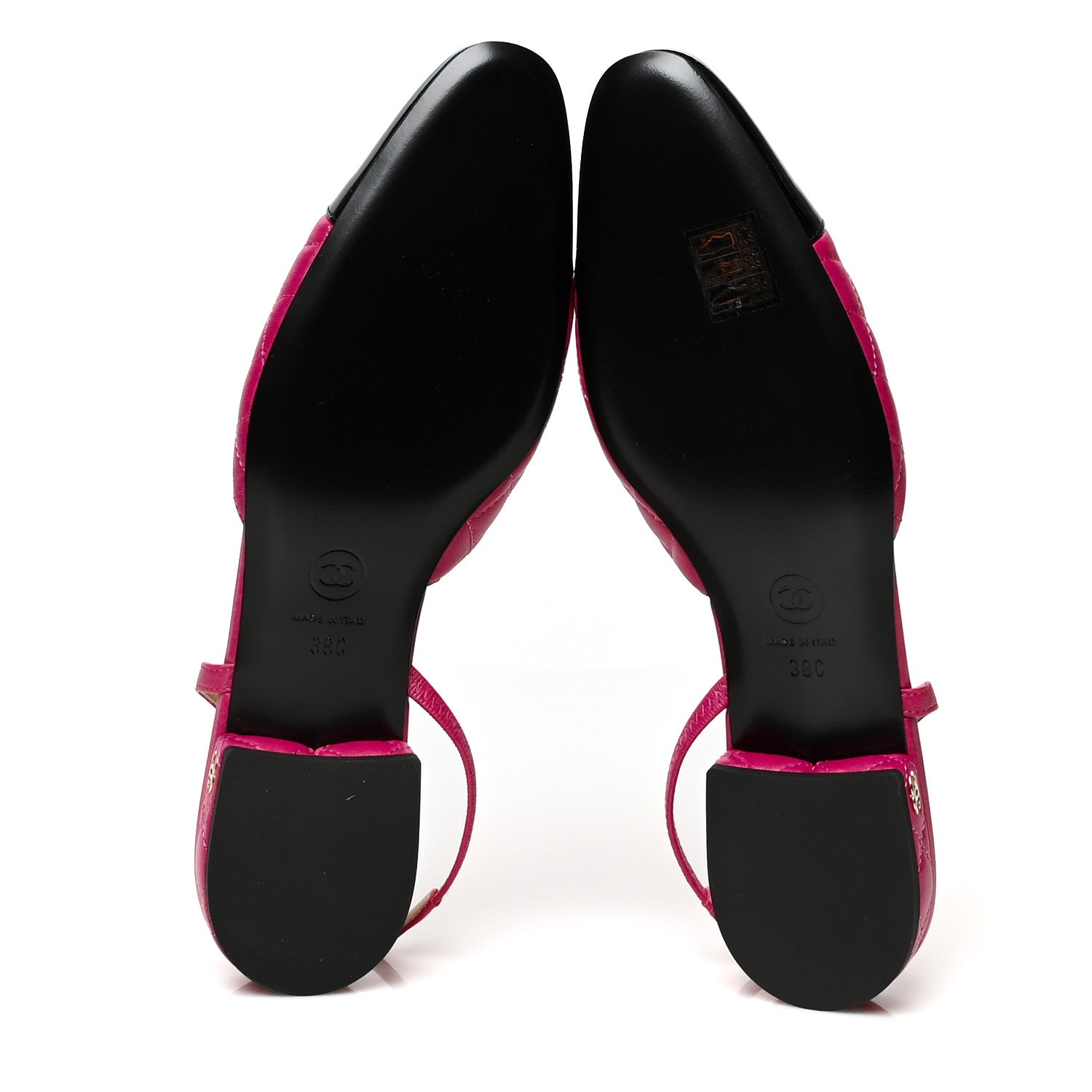 Chanel Lambskin Patent Cap Toe CC Slingback Flats 38 Pink Black 5 of 8