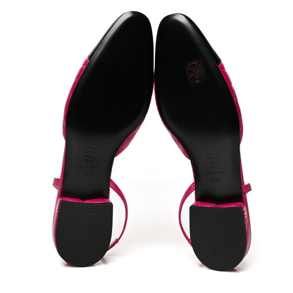 Chanel Lambskin Patent Cap Toe CC Slingback Flats 38 Pink Black 5 of 8