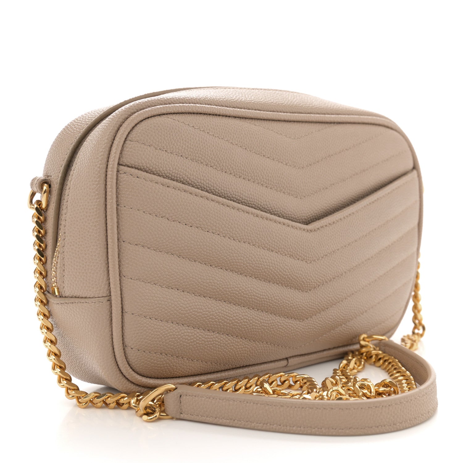 Saint Laurent Grain De Poudre Matelasse Monogram Mini Lou Camera Bag Dark Beige 2 of 10