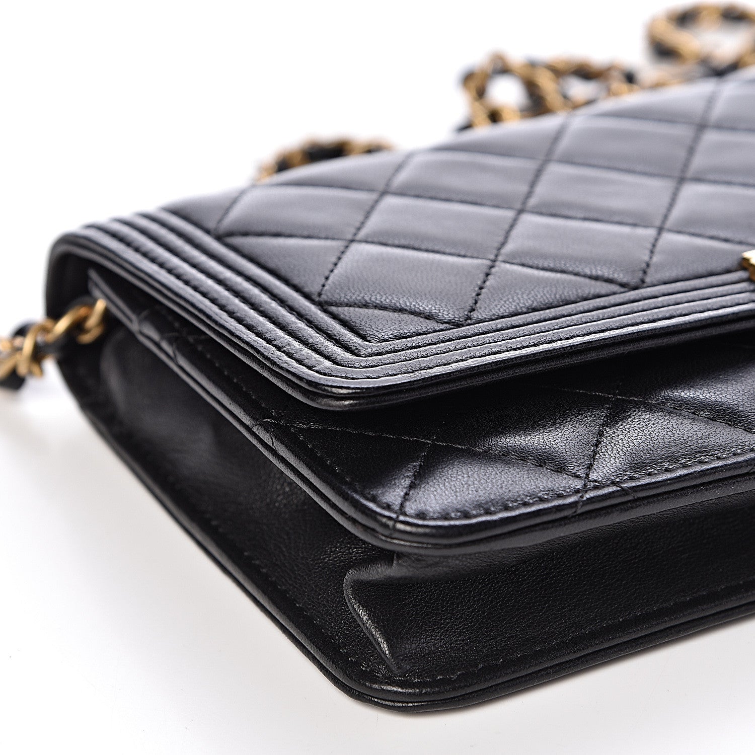 Chanel Lambskin Quilted Boy Wallet On Chain WOC Black 9 of 14