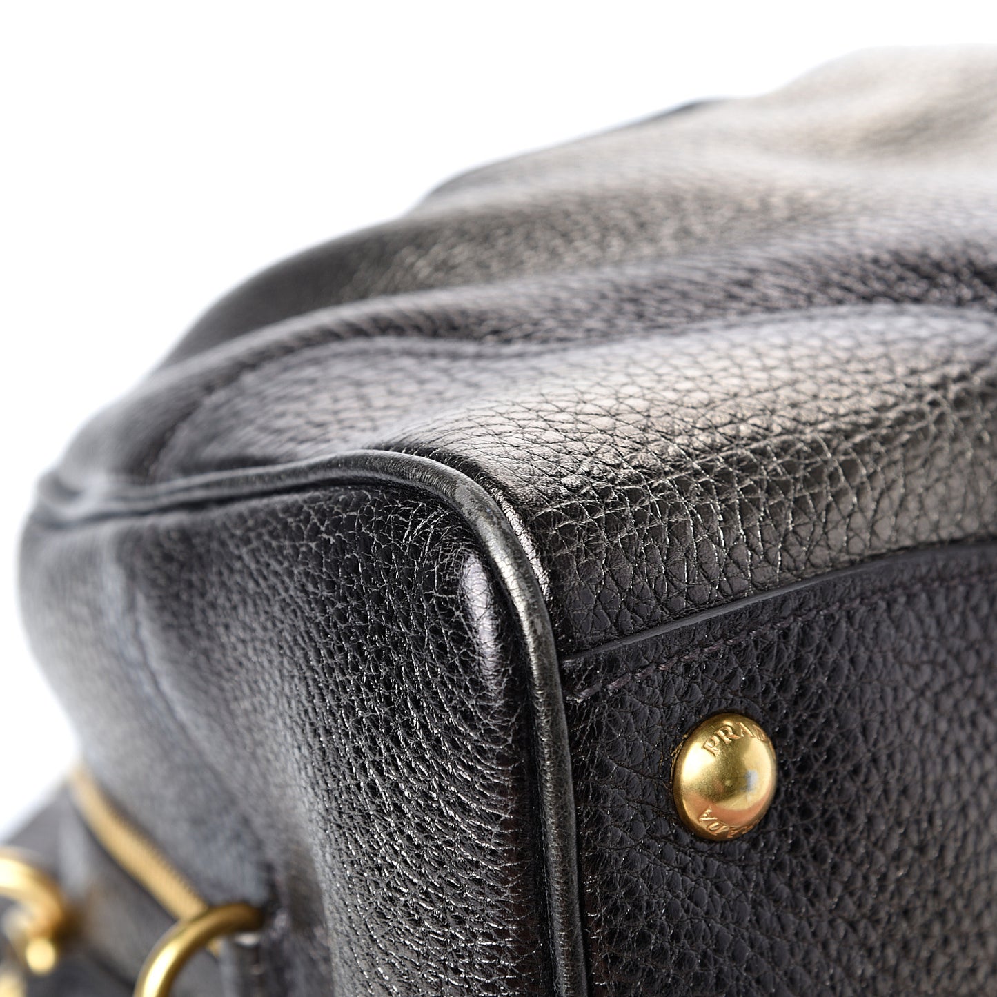 Metallic Vitello Daino Shoulder Bag Piombo