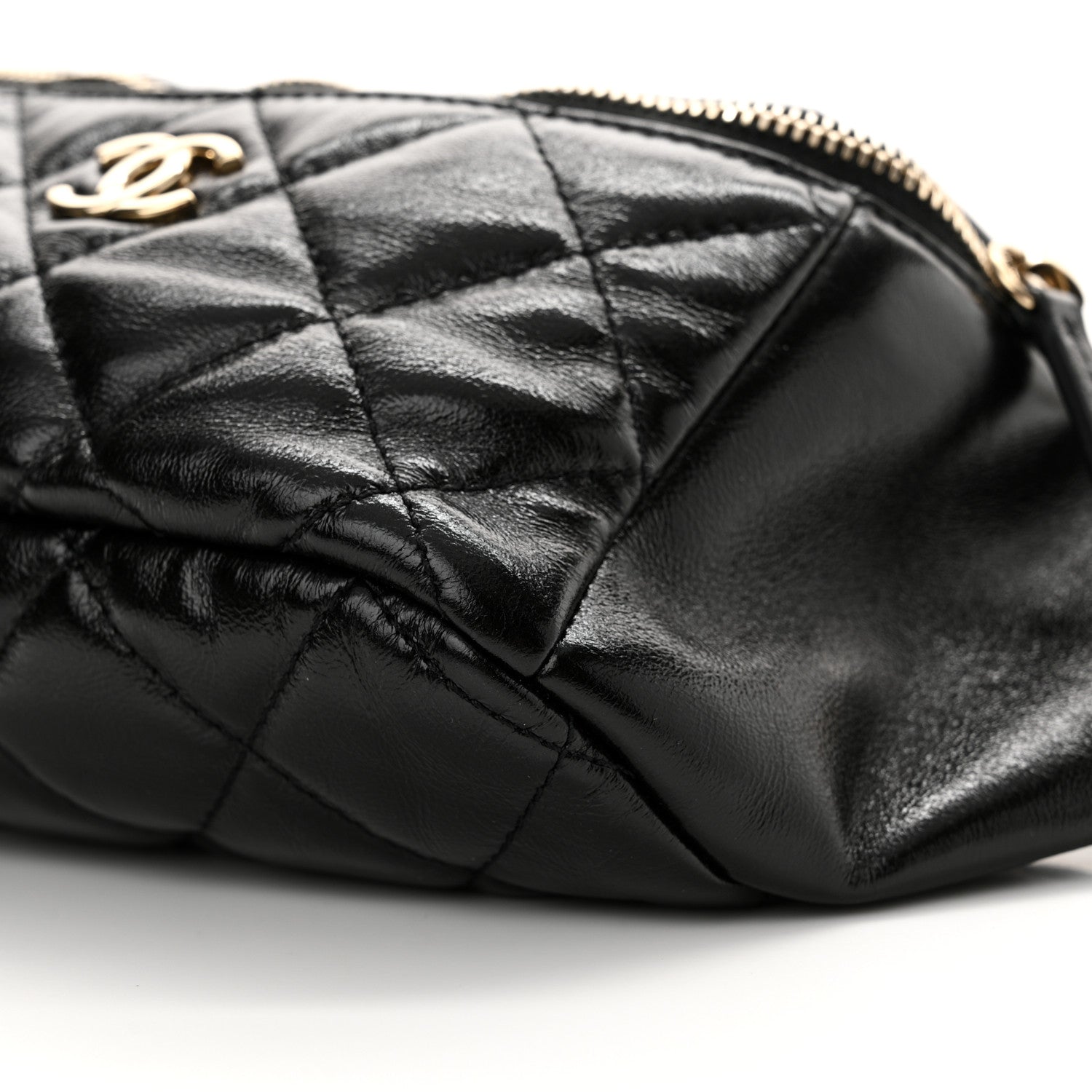 Chanel Shiny Aged Calfskin Quilted Utility Waist Belt Bag Black 10 of 11