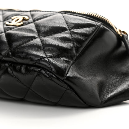 Chanel Shiny Aged Calfskin Quilted Utility Waist Belt Bag Black 10 of 11