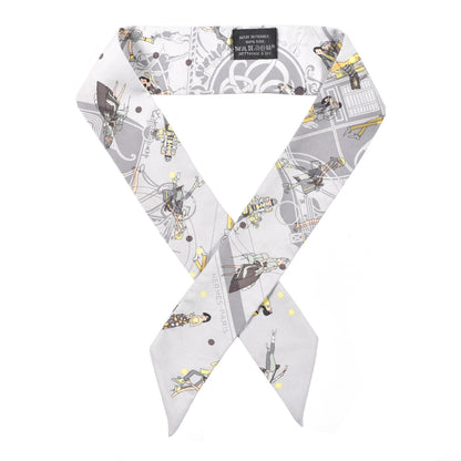 Hermes Silk Ex-Libris Les Parisie Twilly Gris Perle Jaune Soufre 1 of 4