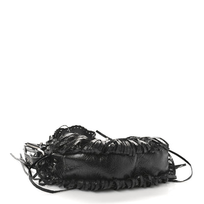 Balenciaga Agneau Arena Le Cagole Fringe Shoulder Bag XS Black 6 of 10