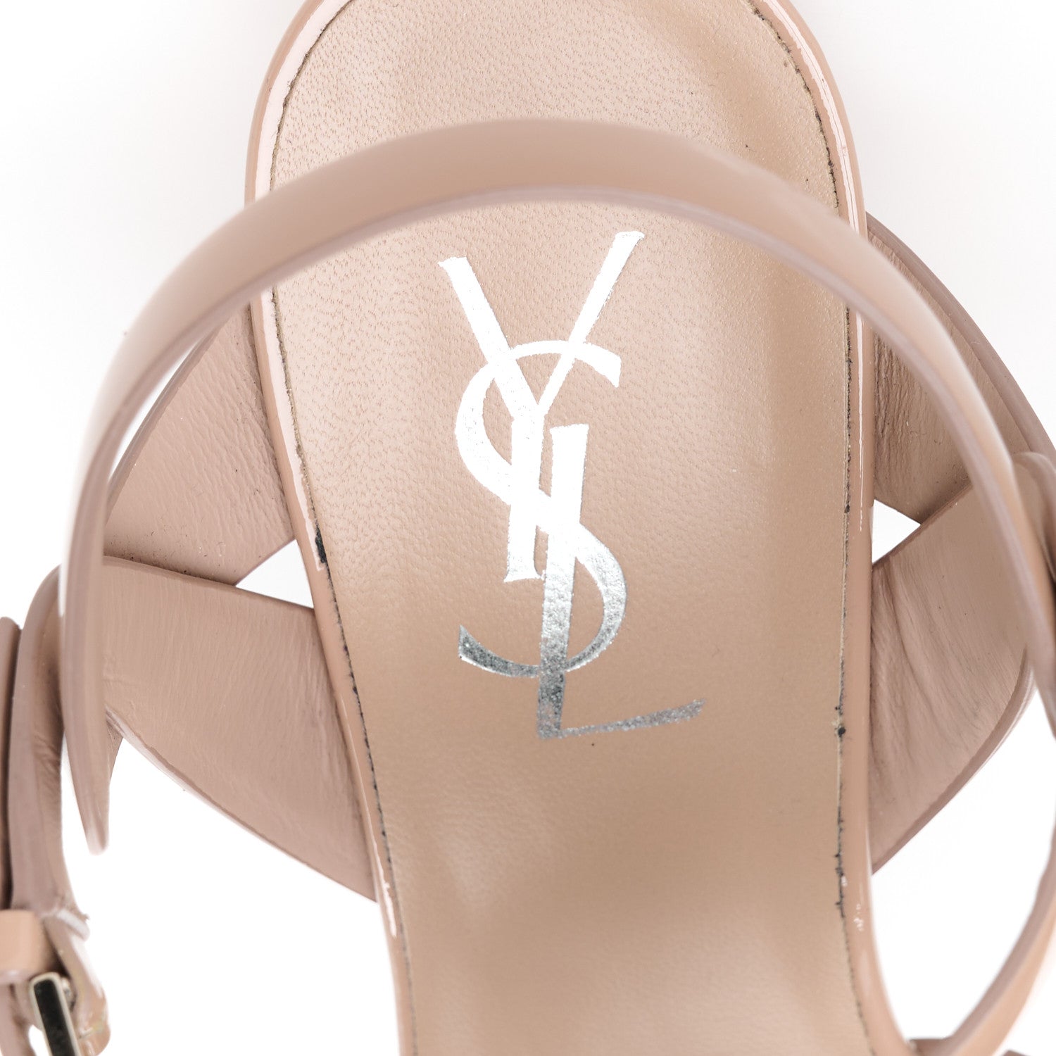 Saint Laurent Patent Tribute 105 Platform Sandals 37.5 Nude 7 of 10