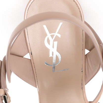 Saint Laurent Patent Tribute 105 Platform Sandals 37.5 Nude 7 of 10