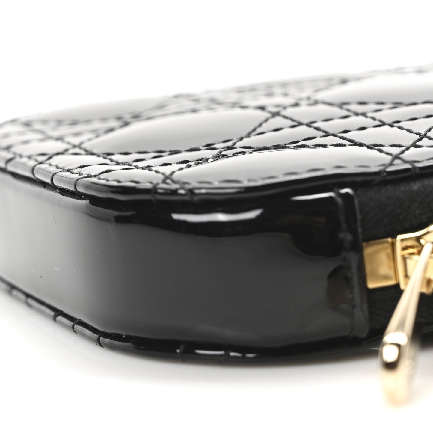 Patent Cannage Lady Dior Phone Holder Black