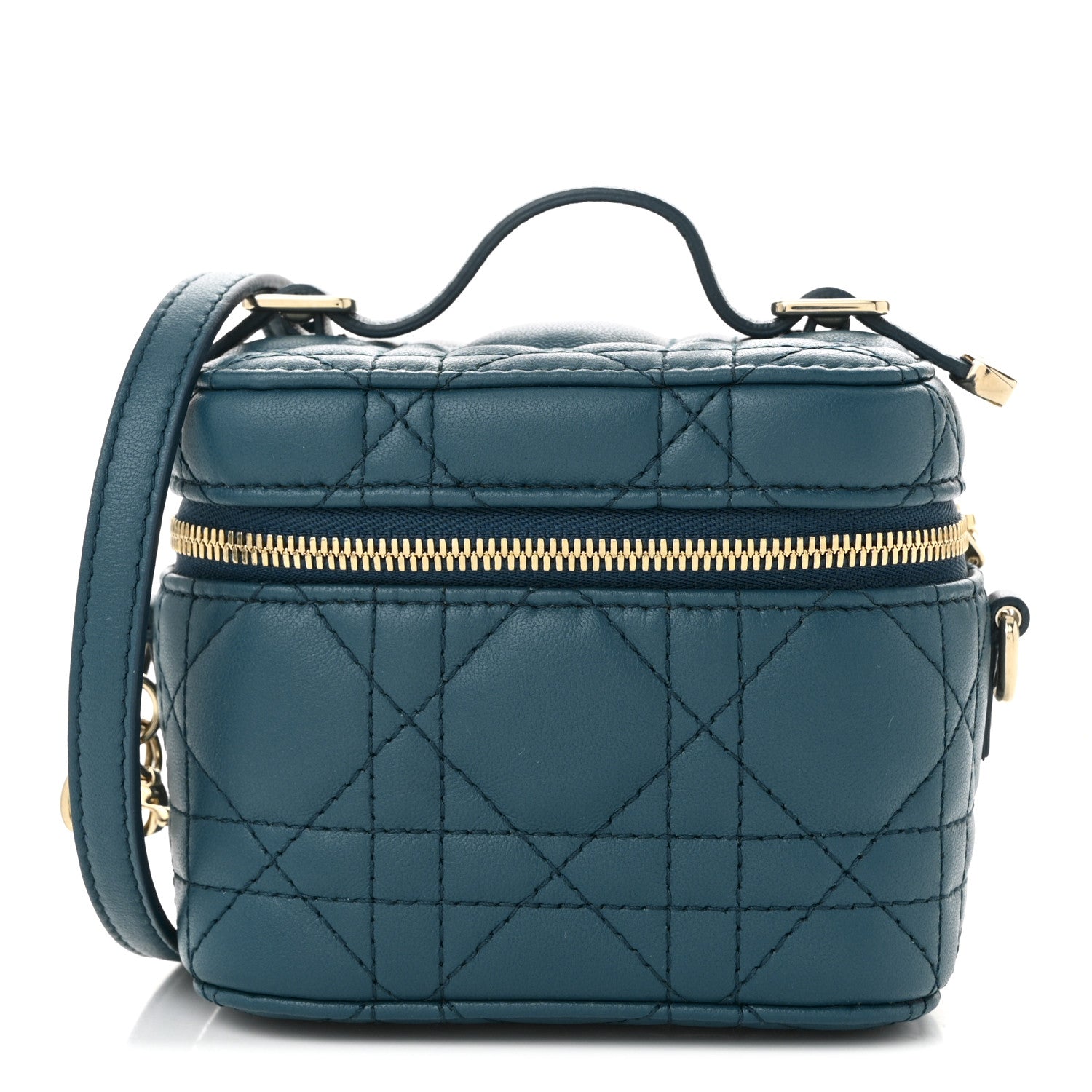 Christian Dior Lambskin Cannage Micro Lady Dior Vanity Case Deep Ocean 1 of 10
