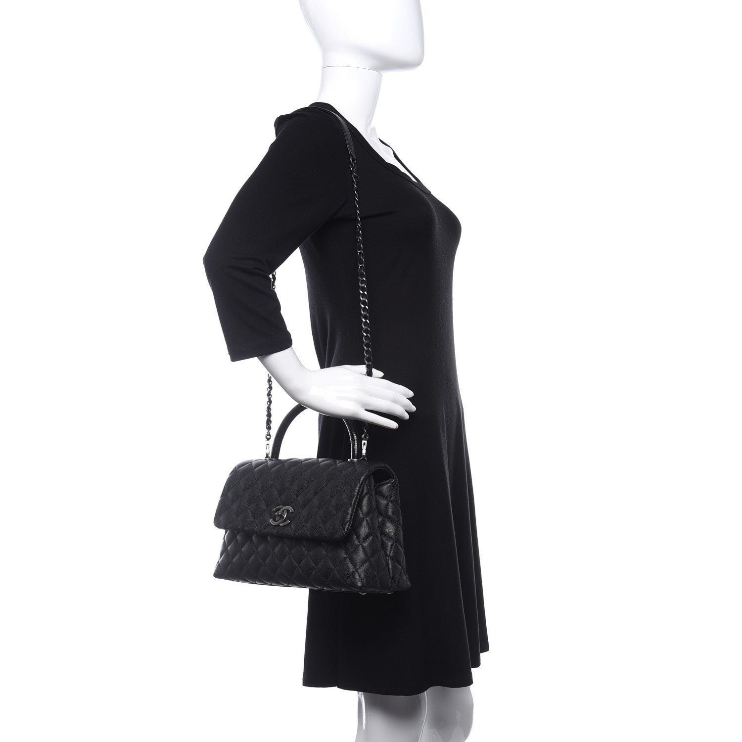 Chanel Caviar Lizard Quilted Small Coco Handle Flap Black 2 of 9