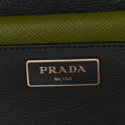 Prada Saffiano Lux Bi-Color Sound Shoulder Bag Mercurio Edera 6 of 8