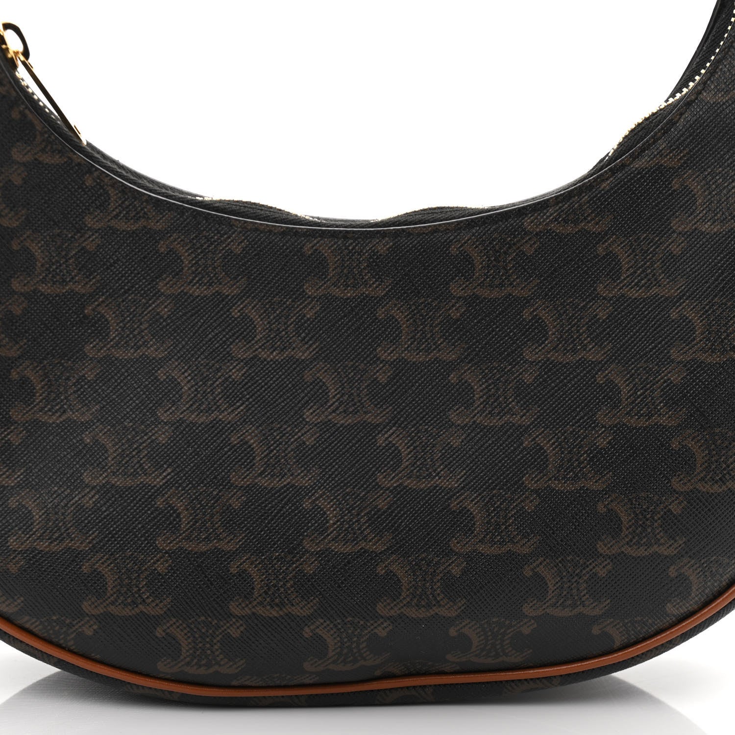 Celine Triomphe Canvas Calfskin Ava Shoulder Bag Tan 10 of 11