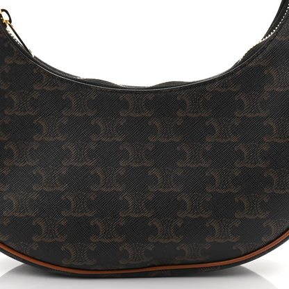 Celine Triomphe Canvas Calfskin Ava Shoulder Bag Tan 10 of 11