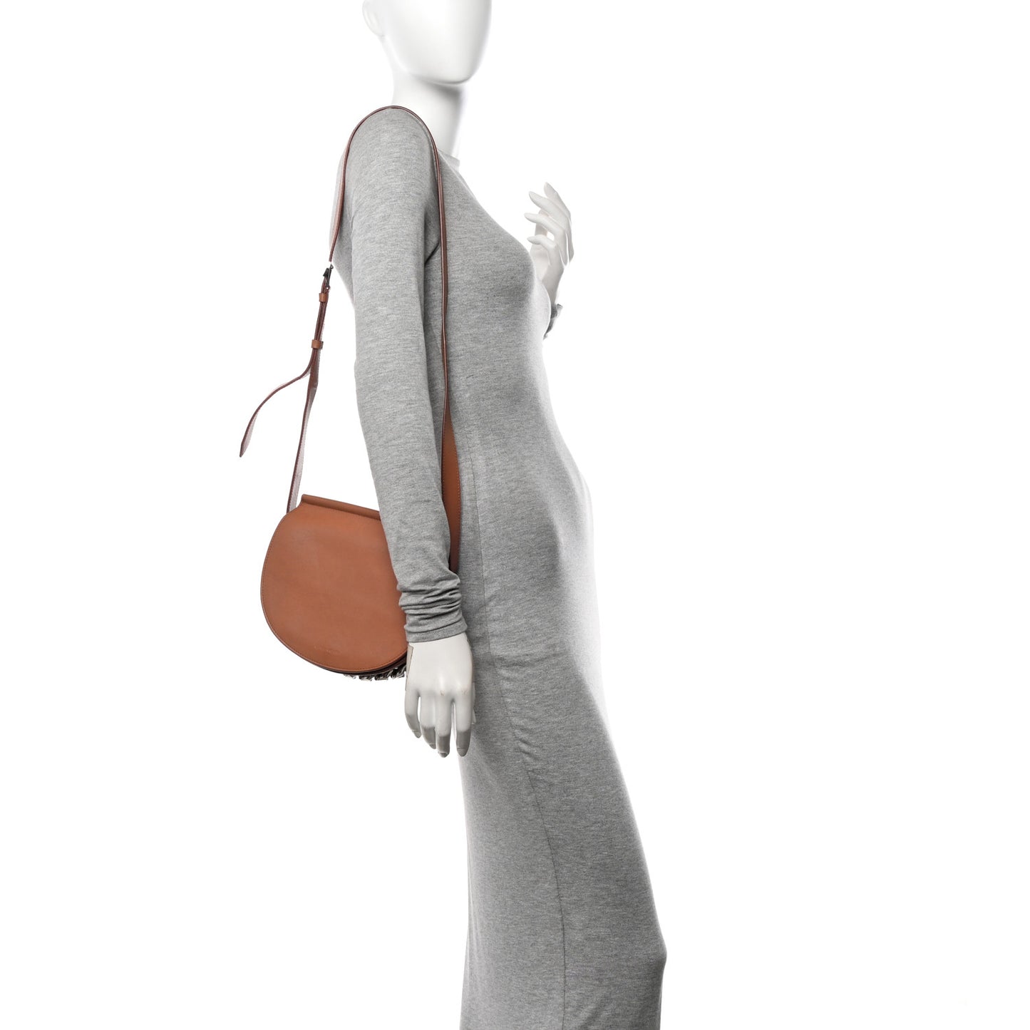 Calfskin Mini Infinity Saddle Bag Cognac