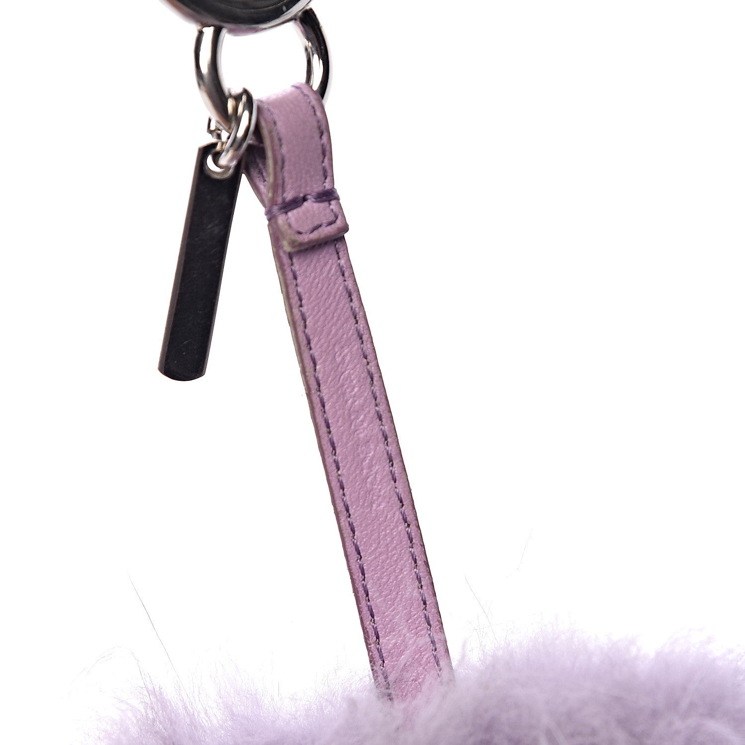 Fendi Fox Fur Shiny Nappa Bi-Color R ABCharm Bag Charm Lilla Blue Violetta 3 of 3
