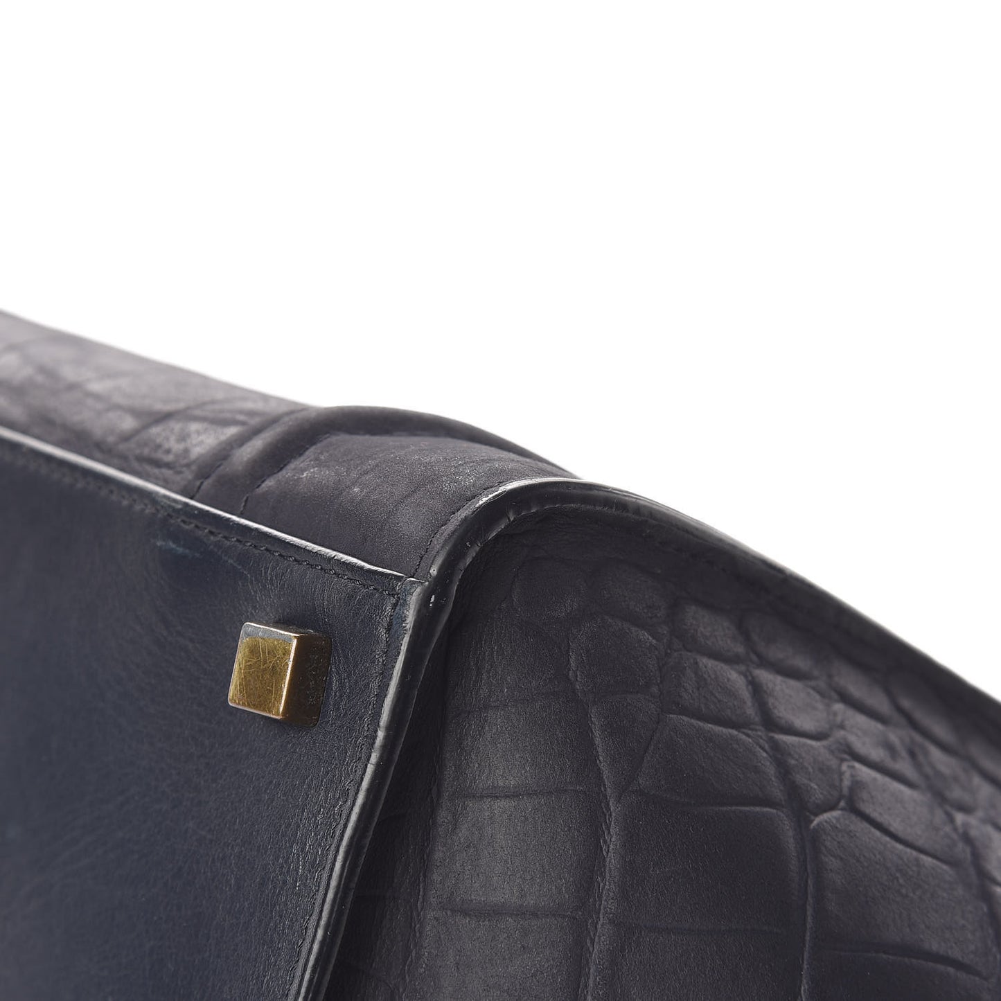 Crocodile Embossed Nubuck Medium Phantom Luggage Navy Blue