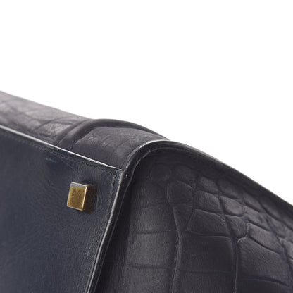 Celine Crocodile Embossed Nubuck Medium Phantom Luggage Navy Blue 11 of 27