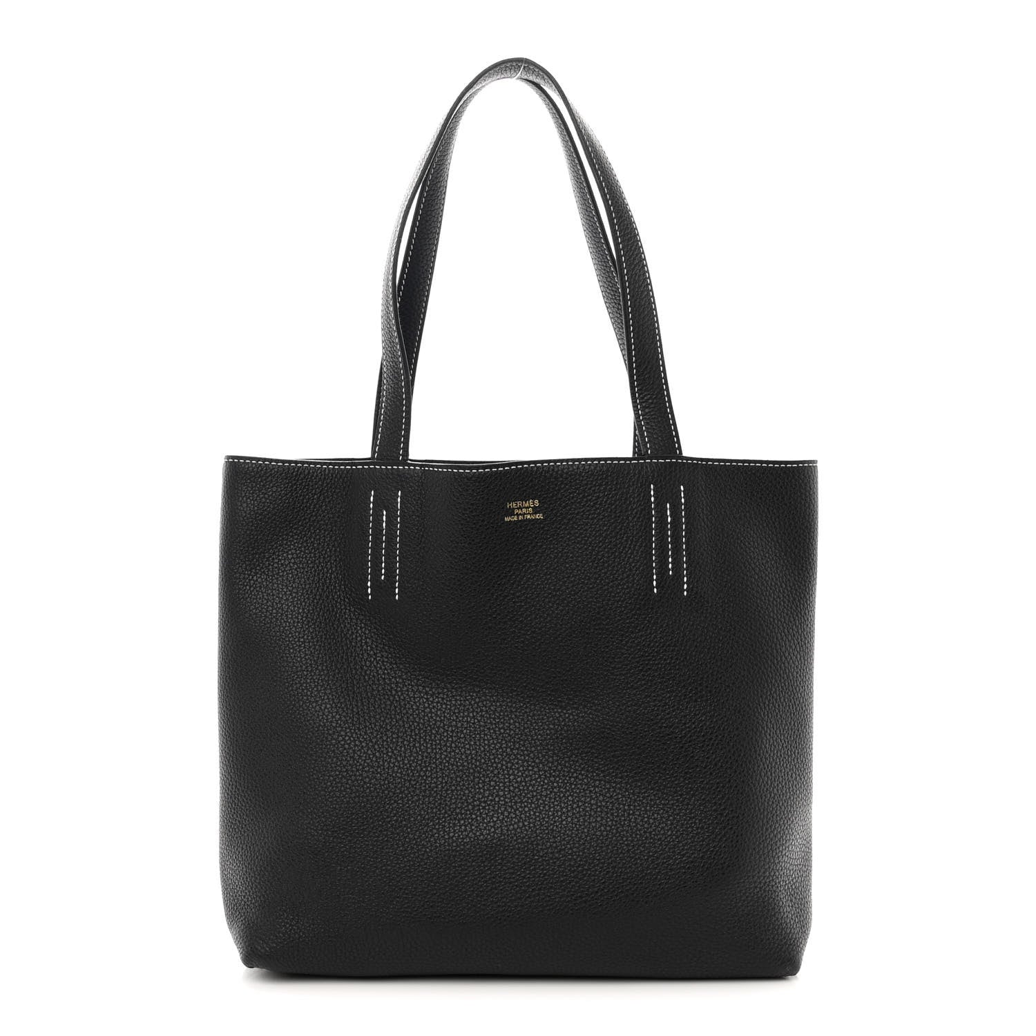 Hermes Taurillon Clemence Double Sens 30 Reversible Tote Bleu Nuit Black 1 of 12