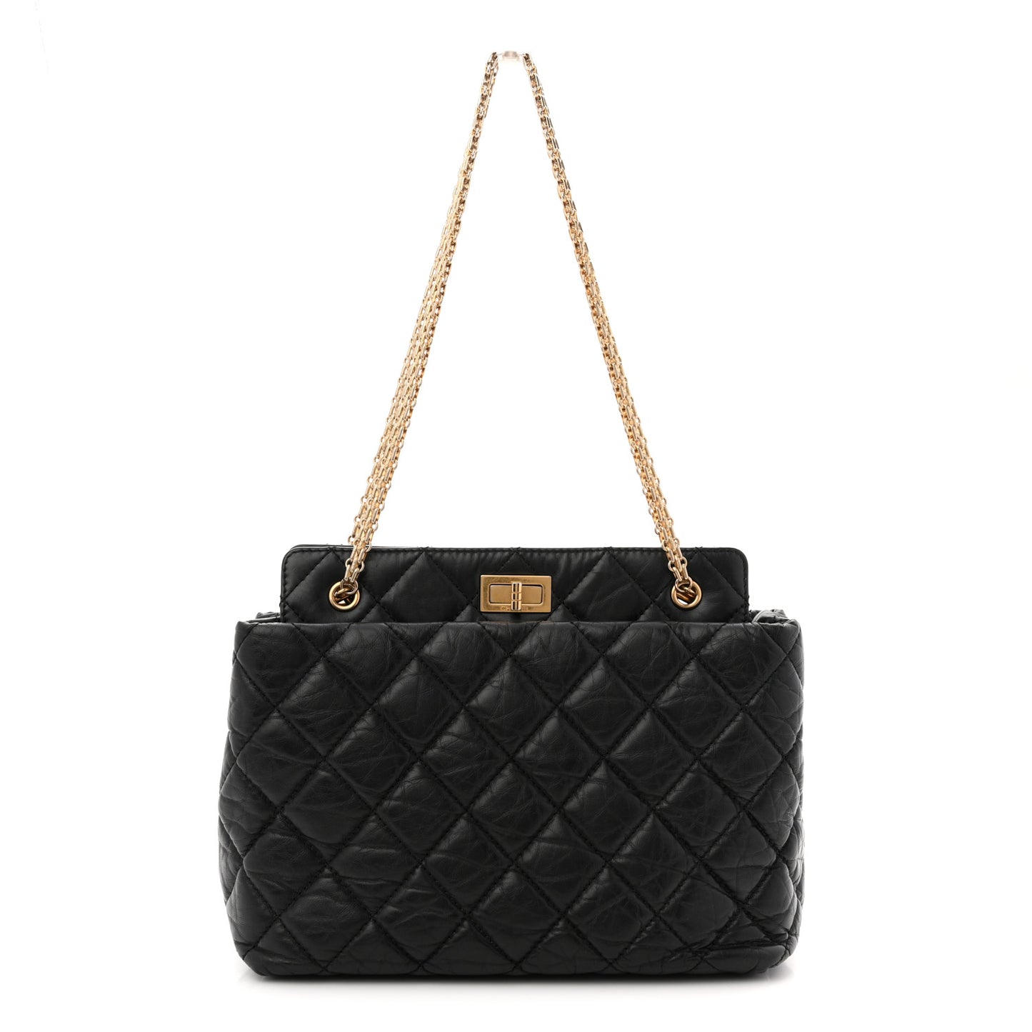 Aged Calfskin Quilted Reissue 2.55 Tote Black