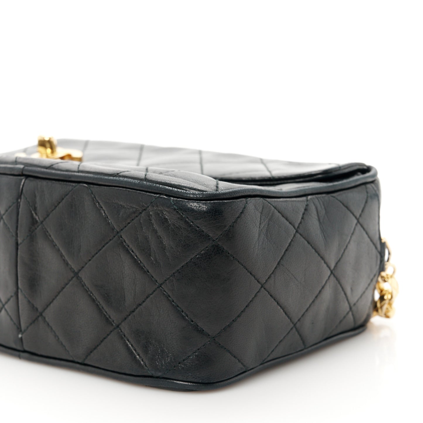 Lambskin Quilted Tassel Flap Camera Case Black