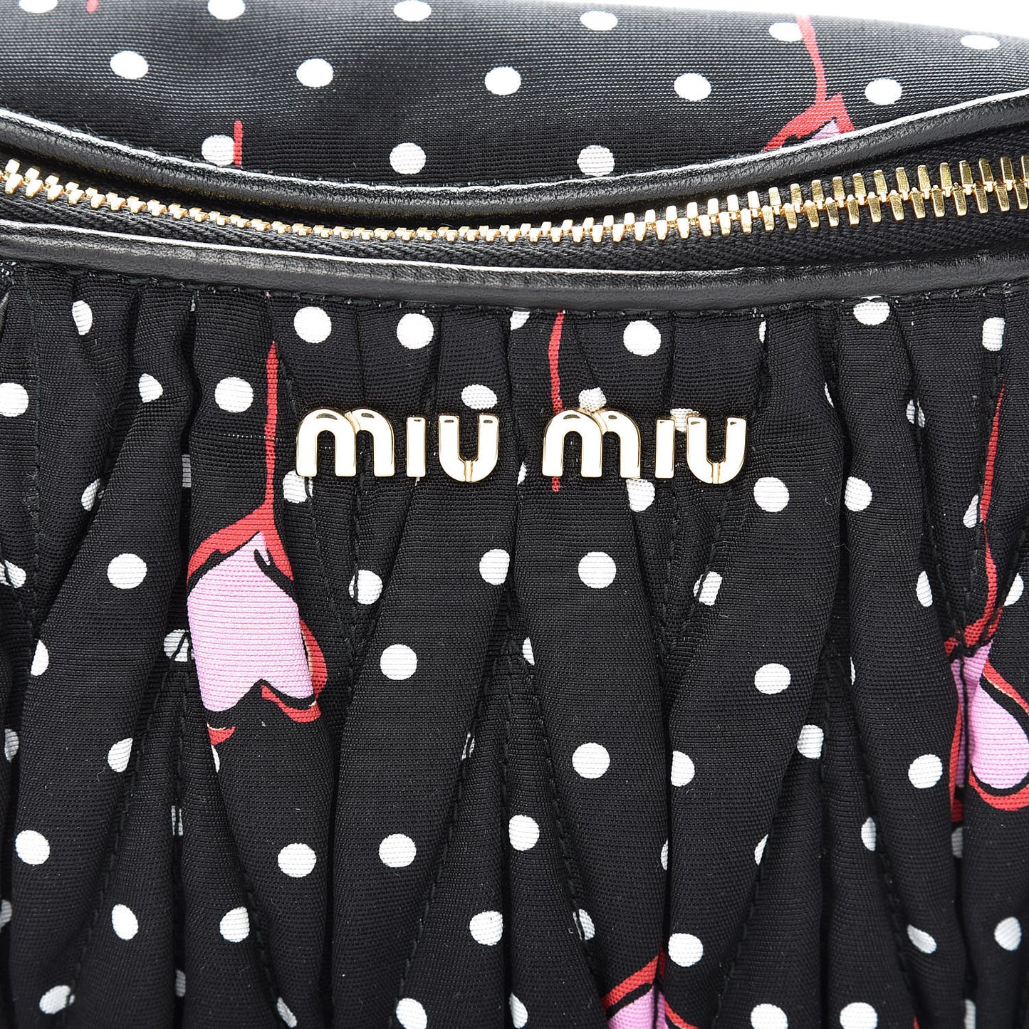 Faille Matelasse Heart Print Belt Bag Black Rosa Cu