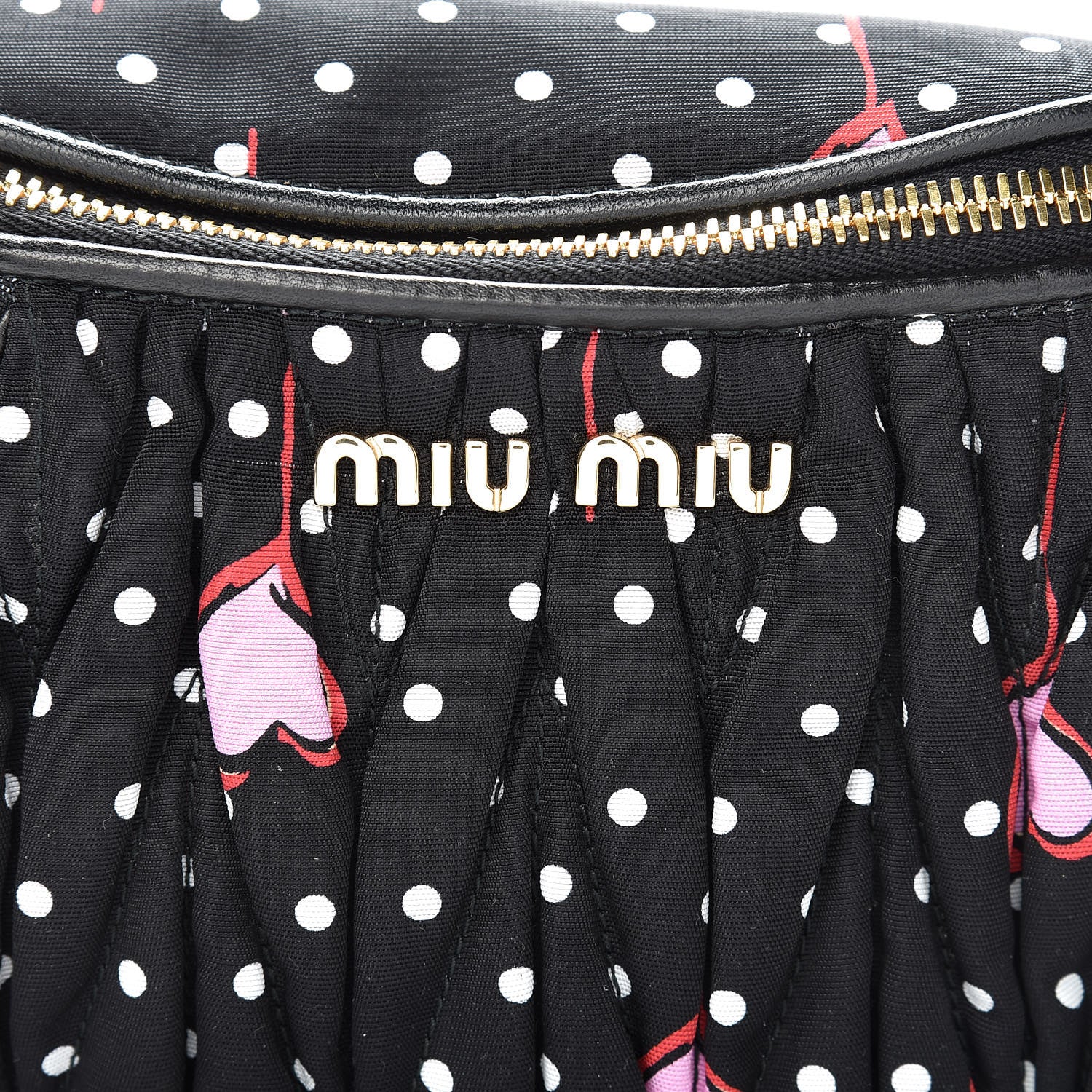 Miu Miu Faille Matelasse Heart Print Belt Bag Black Rosa Cu 8 of 10