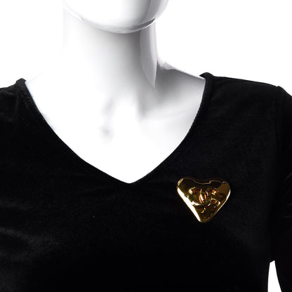 Chanel CC Heart Brooch Gold 2 of 4