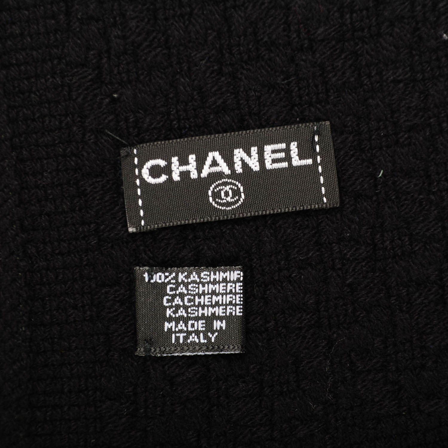 Chanel Cashmere Crystal Logo Scarf Black 4 of 4