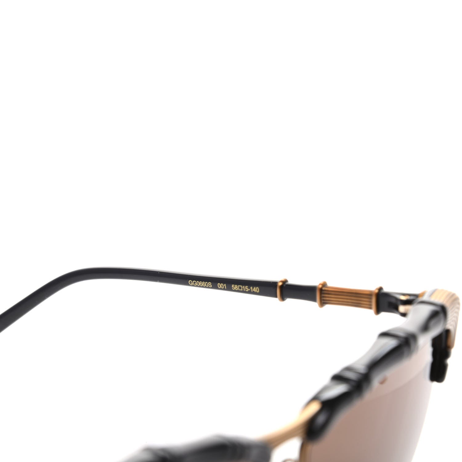 Gucci Acetate Metal Bamboo Sunglasses GG660S Black Brown 6 of 8