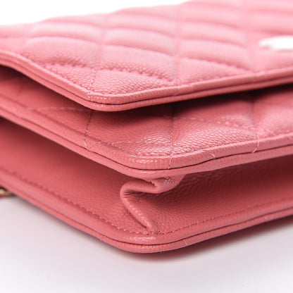 Chanel Caviar Quilted Wallet on Chain WOC Pink 10 of 12