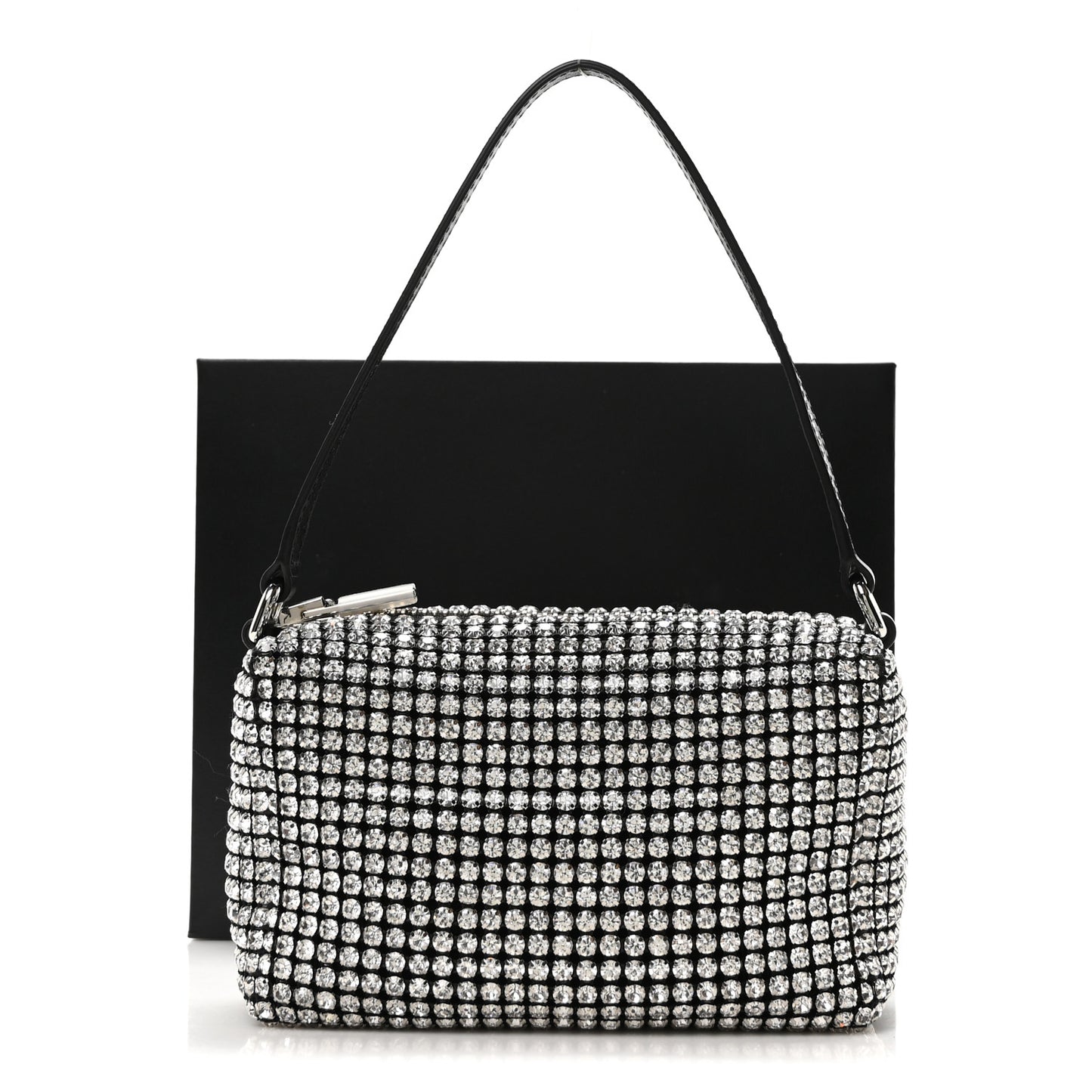 Mesh Crystal Rhinestone Mini Heiress Pouch Silver