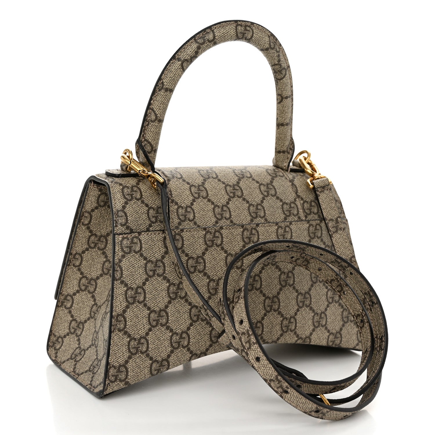 Balenciaga X GUCCI GG Supreme Monogram Small Hourglass Top Handle Bag Beige Ebony 3 of 10