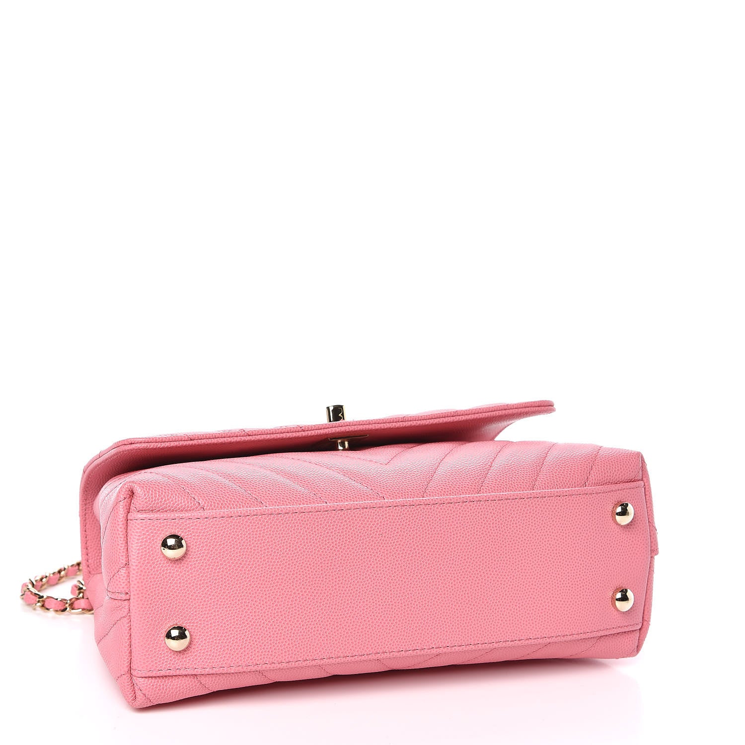 Chanel Caviar Chevron Quilted Mini Coco Handle Flap Pink 4 of 11