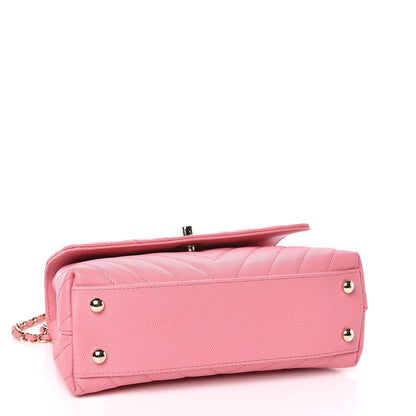 Chanel Caviar Chevron Quilted Mini Coco Handle Flap Pink 4 of 11