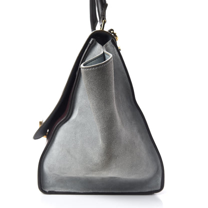Celine Smooth Calfskin Suede Medium Tri-Color Trapeze Dark Grey 12 of 14